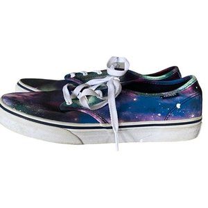 Vans Women Low Top Sneaker Size 6 Purple Blue Galaxy Print Lace Up Canvas Upper‎